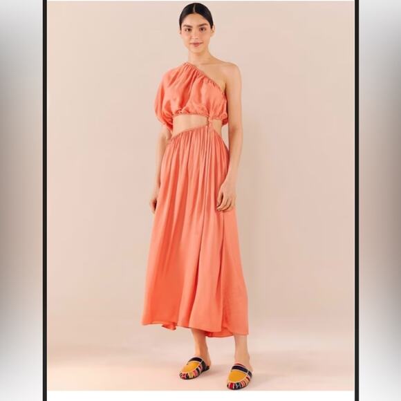 Farm Rio Blush Pink One Shoulder Dress Size Large - Picture 1 of 7